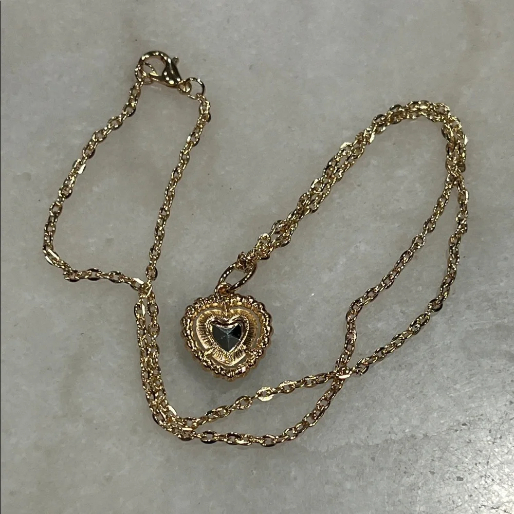 Blue Crystal Heart Pendant Necklace Princess Romantic Everyday Jewelry